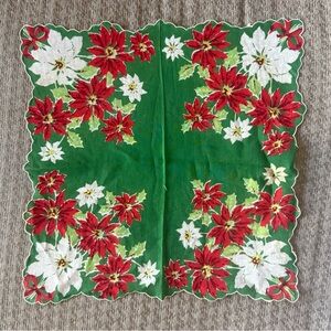 Vintage poinsettia holiday handkerchief/pocket square